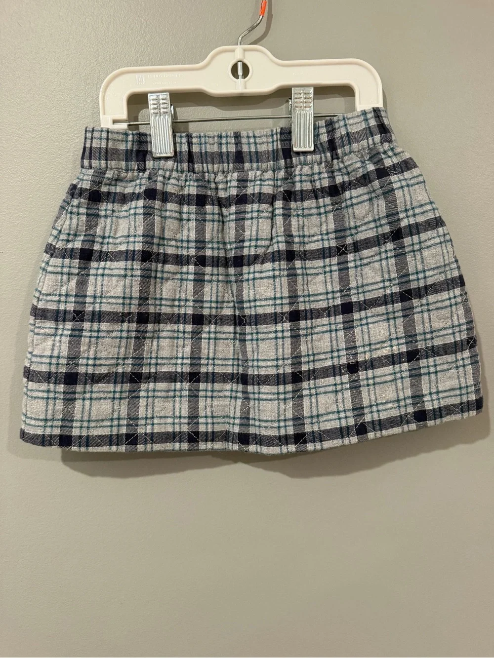 Janie and Jack Quilted Plaid Skirt in Gray and Navy